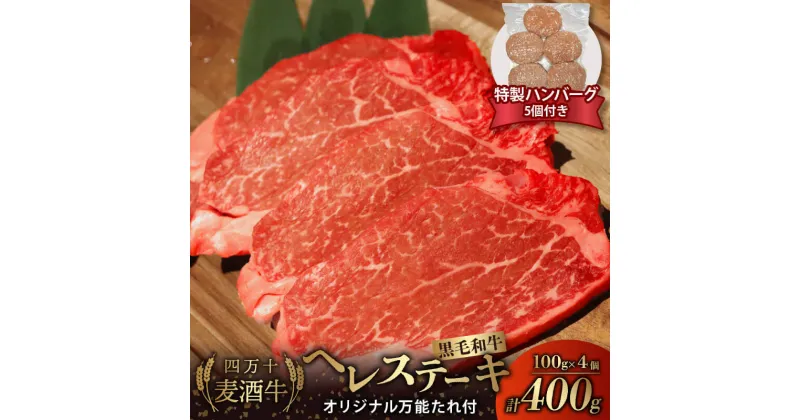 【ふるさと納税】 牛肉 ヘレ ステーキ 400g ( 100g × 4枚 ) オリジナル 万能ダレ付き ハンバーグ 合い挽き 150g × 5個 セット 冷凍 四万十麦酒牛 ヒレ