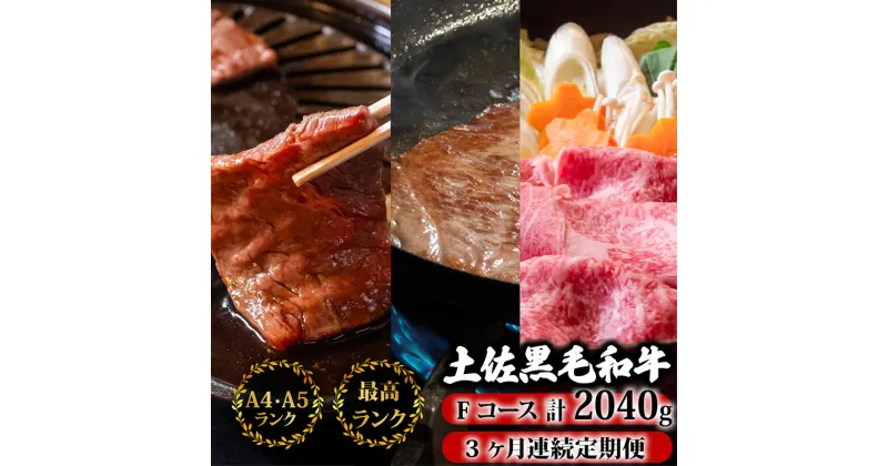 【ふるさと納税】 【3回定期便】土佐黒毛和牛 食べ比べ 2040g (計2kg以上) | Fコース 厳選 国産 和牛 すき焼き しゃぶしゃぶ ステーキ 焼き肉 お肉 霜降り 牛肉 ウデ肉 モモ肉 サーロイン 人気 贈答 小分け 数量限定 3ヵ月 頒布会 老舗 たけうちミート 高知県 須崎市 TM8000