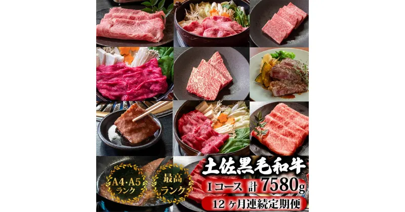 【ふるさと納税】 【12回定期便】土佐黒毛和牛 食べ比べ 7580g (計7.5kg以上) | Iコース 厳選 国産 和牛 すき焼き しゃぶしゃぶ ステーキ 焼肉 お肉 霜降り 牛肉 ウデ肉 うで肉 モモ肉 もも肉 サーロイン リブロース 12ヵ月 頒布会 老舗 たけうちミート 高知県 須崎 TM11000