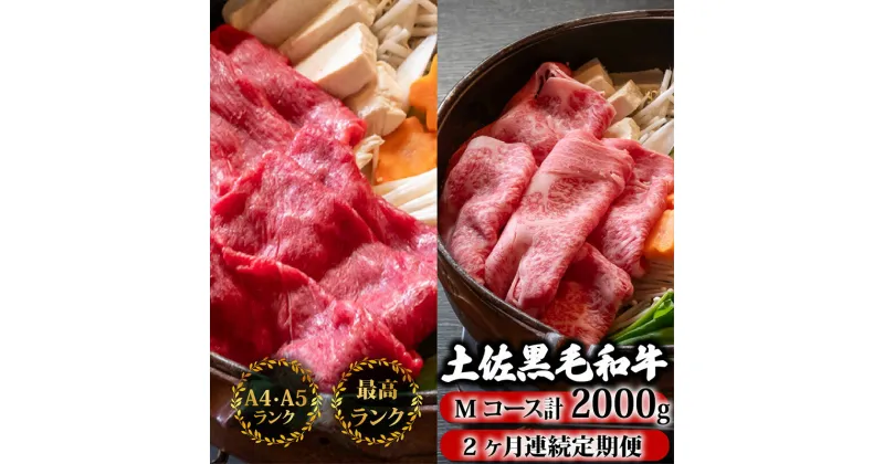 【ふるさと納税】 【2回定期便】土佐黒毛和牛 食べ比べ 2000g (計2kg以上) | Mコース 厳選 国産 和牛 すき焼き しゃぶしゃぶ お肉 霜降り 牛肉 ウデ肉 うで肉 リブロース 人気 贈答 プレゼント 小分け 数量限定 2ヵ月 頒布会 老舗 たけうちミート 高知県 須崎市 TM15000