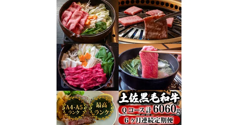 【ふるさと納税】 【6回定期便】土佐黒毛和牛 食べ比べ 6060g (計6kg以上) | Qコース 厳選 国産 和牛 すき焼き しゃぶしゃぶ ステーキ 焼き肉 お肉 霜降り 牛肉 ウデ モモ サーロイン リブロース 小分け 数量限定 6ヵ月 頒布会 老舗 たけうちミート 高知県 須崎市 TM19000