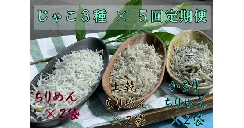 【ふるさと納税】【5回定期便】岡本水産加工のちりめんじゃこ3種セット（毎回各種2袋お届け）冷凍便 シラス 無添加 釜揚げ しらす丼 ちりめん丼 定期便 定期コース 5ヶ月 ちりめんじゃこ じゃこ おじゃこ 冷凍配送 美味しい 土佐清水市 ふるさとのうぜい 故郷納税【J00031】