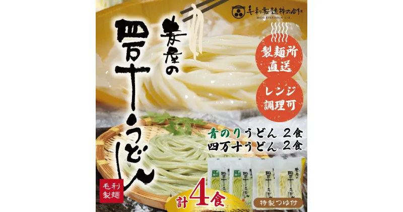 【ふるさと納税】R5-055．四万十の青のりうどんとおいしいうどんセット（計4食分・うどんつゆ付）