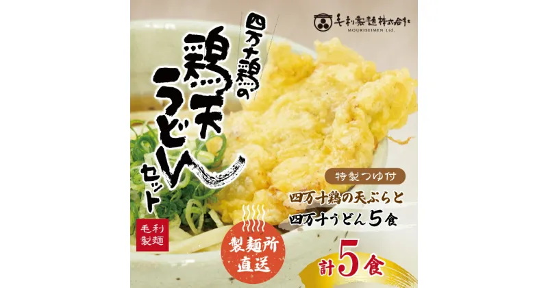 【ふるさと納税】R5-798．四万十うどんと四万十鶏の天ぷら5食セット うどん 麺 鶏天 とり天 鶏 天ぷら 天麩羅 四万十鶏 特製 モチモチ コシ こだわり 国産 高知 四万十 四万十市 しまんと 送料無料