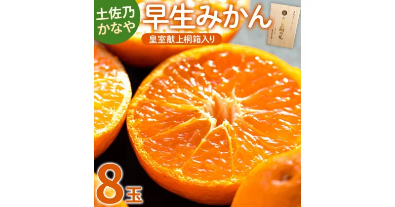 【ふるさと納税】【数量限定】土佐乃かなや 早生みかん（立皇嗣の礼の刻印入桐箱使用）8玉 – ミカン 柑橘 果物 フルーツ 送料無料 贈答用 ギフト のし かなや農園 合同会社Benifare 高知県 香南市【常温】be-0022