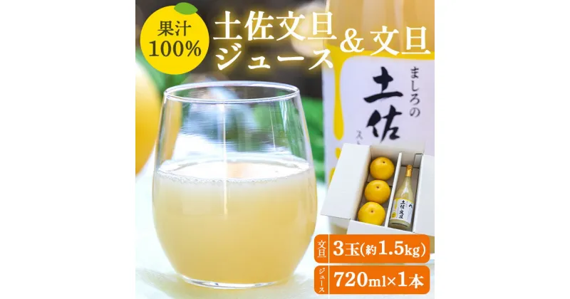 【ふるさと納税】土佐文旦ジュース 720ml×1本＆文旦 約1.5kg（3玉）- 送料無料 ぶんたん フルーツ 果物 くだもの 柑橘 国産 果実 果汁100％ ドリンク 飲み物 山のてっぺん間城農園 糖度13度以上 高知県 香南市【常温】ms-0070