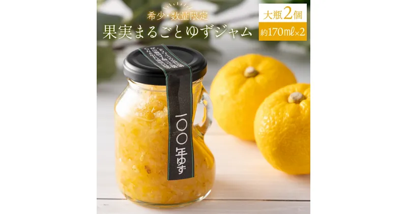 【ふるさと納税】果実まるごとゆずジャム 大瓶2本セット 約170ml×2（大瓶タイプ）国産 東洋町産 ゆず ユズ 柑橘 果物 フルーツ フルーツジャム ジャム コンフィチュール 甘い 酸味 ジューシー 果肉 高知県 四国 お取り寄せ 家庭用 自宅用 送料無料 S-14