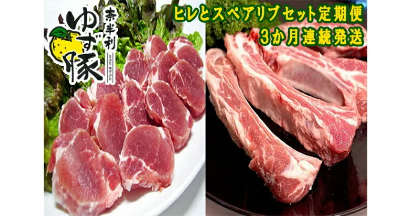 【ふるさと納税】　奈半利ゆず豚定期便2（ヒレとスペアリブセット各600g）3か月連続発送　定期便 3回　豚肉　スペアリブ　ヒレ 　ゆず豚