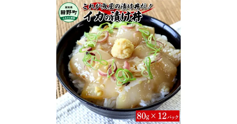 【ふるさと納税】これが魚屋の漬け丼だ！イカ 80g×12P 12パック いか 漬け どんぶり 丼 海鮮丼 刺身 おつまみ おかず 惣菜 肴 海鮮 おいしい 特製タレ 真空パック 個食 個包装 小分け 簡単 お取り寄せ 冷凍 配送 高知県 田野町 ふるさとのうぜい 故郷納税 返礼品