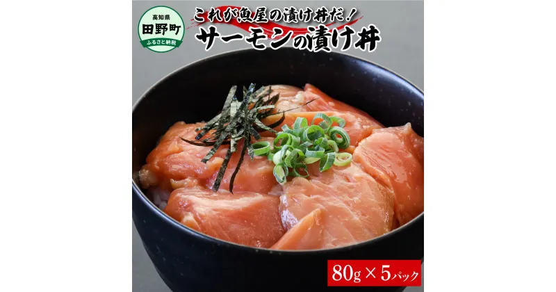 【ふるさと納税】これが魚屋の漬け丼だ！サーモン 80g×5P 5パック 漬け どんぶり 丼 海鮮丼 刺身 おつまみ おかず 惣菜 肴 海鮮 魚 魚介類 おいしい 特製タレ 真空パック 個食 個包装 小分け 簡単 お取り寄せ 冷凍 配送 高知県 田野町 ふるさとのうぜい 故郷納税 返礼品