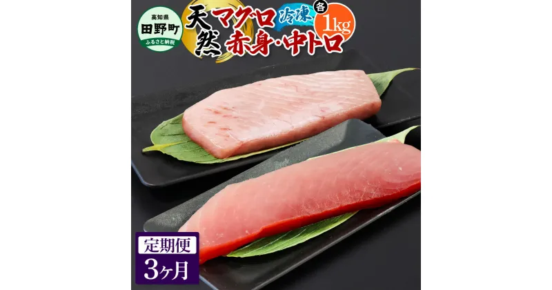 【ふるさと納税】～四国一小さなまち～ 天然マグロ（赤身・中トロ 各1kg）3ヶ月定期便 まぐろ 鮪 中とろ 刺身 刺し身 さしみ 魚 魚介 海鮮 海鮮丼 寿司 海の幸 おかず おつまみ 惣菜 おいしい お取り寄せ 冷凍 配送 高知県 田野町 ふるさとのうぜい 故郷納税 返礼品