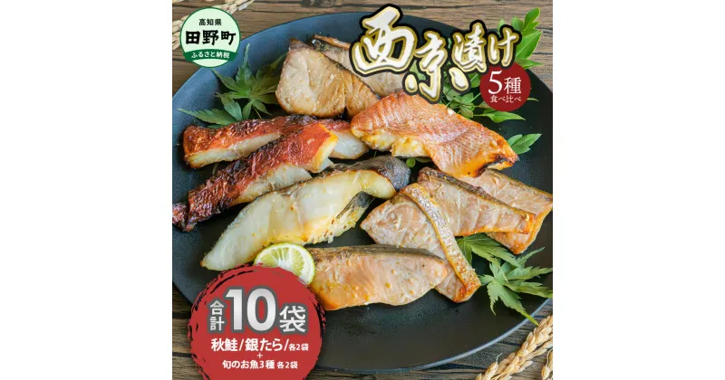 【ふるさと納税】～四国一小さなまち～ 西京漬け 5種食べ比べ(銀たら 鮭＋おまかせ3種) 計10袋 西京味噌 鱈 タラ 秋鮭 さけ サケ 魚 魚介類 海鮮 簡単 おかず おつまみ 和食 惣菜 焼き魚 鍋 食品 お取り寄せ 冷凍 配送 高知県 田野町 ふるさとのうぜい 故郷納税 返礼品