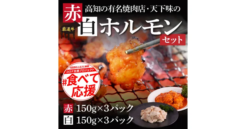 【ふるさと納税】赤ホルモン＆白ホルモンセット 天下味オリジナル本格コチュジャン(150g×3パック)と本格塩ダレ漬け(150g×3パック) 人気 牛肉 お肉 小腸 焼き肉 タレ 焼肉 BBQ バーベキュー 冷凍 小分け おつまみ どんぶり お手軽 食べて応援 お中元 のし