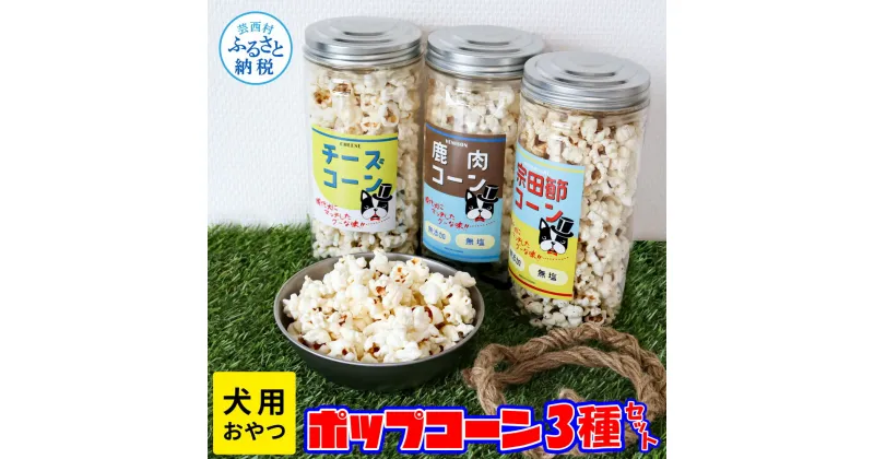 【ふるさと納税】犬用おやつポップコーン 3種セット 犬用 ポップコーン おやつ チーズ味 宗田節味 鹿肉味 ヘルシー 飼い主さんも食べられる緩衝材ポップコーン付き ポップコーン 犬 いぬ 犬用おやつ 無添加 国産 7000円 ふるさとのうぜい 故郷納税 返礼品