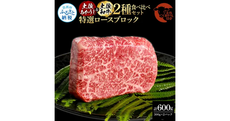 【ふるさと納税】土佐あかうし＆土佐和牛2種食べ比べ（300g×2パック）特選ロースブロック 特選 ロース ブロック肉 牛 牛肉 赤牛 和牛 国産 エイジングビーフ 天下味 エイジング工法 熟成肉 ギフト お取り寄せ 冷凍 配送 送料無料 高知県 ふるさとのうぜい 故郷納税 返礼品