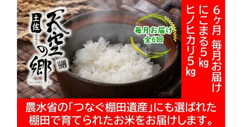 【ふるさと納税】農林水産省の「つなぐ棚田遺産」に選ばれた棚田で育てられた 棚田米 土佐天空の郷 5kg食べくらべセット定期便 毎月お届け 全6回　定期便・お米・ヒノヒカリ・にこまる