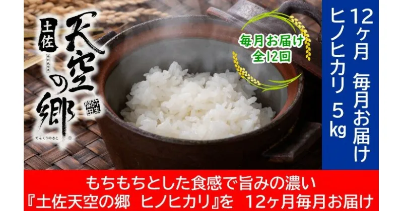 【ふるさと納税】農林水産省の「つなぐ棚田遺産」に選ばれた棚田で育てられた 土佐天空の郷 ヒノヒカリ 5kg定期便 毎月お届け　全12回　定期便・お米 ヒノヒカリ