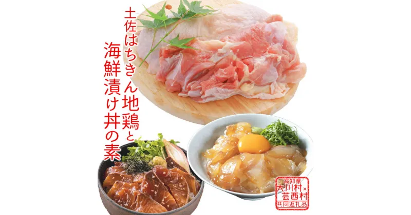 【ふるさと納税】【大川村と芸西村の共通返礼品】はちきん地鶏 もも肉 1kg＆真鯛とブリの漬丼の素セット 800g 地鶏 モモ肉 鶏肉 真鯛 ぶり 鰤 丼 海鮮 どんぶり とり肉 とりにく 肉 高知県 大川村 F6R-015