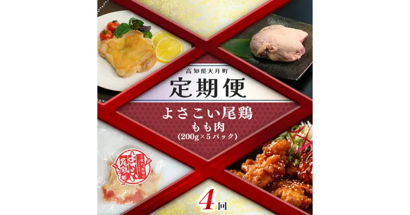 【ふるさと納税】【定期便 4回】よさこい尾鶏 もも肉（200g×5パック）