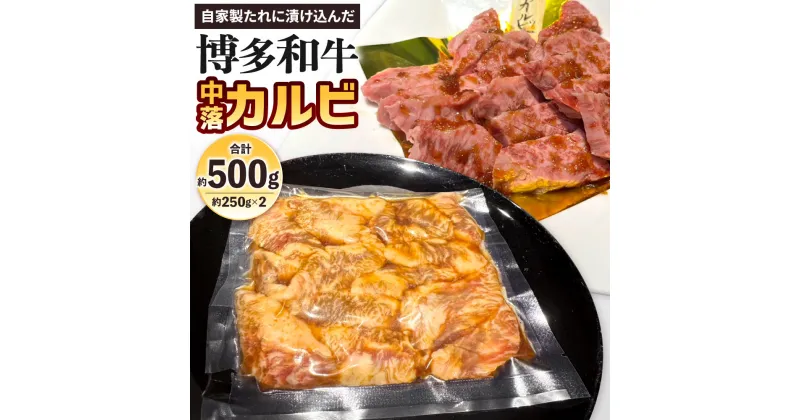 【ふるさと納税】自家製たれに漬け込んだ 博多和牛 中落カルビ 合計約500g(約250g×2パック) 牛カルビ 牛肉 国産牛 お肉 中落ち 味付き バーベーキュー BBQ アウトドア 焼き肉 焼肉 国産 福岡県 冷凍