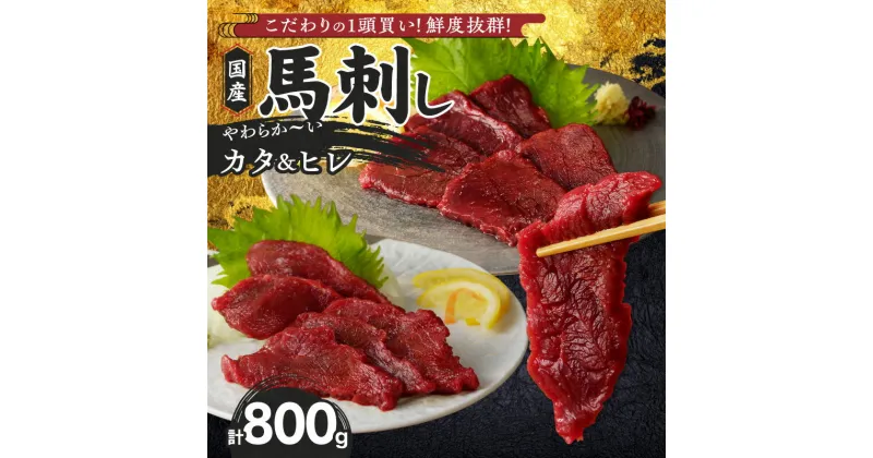 【ふるさと納税】馬刺し 800g カタ ヒレ 赤身 国産 福岡県産 生食用 真空包装 タレ付き 肉 馬肉 ブロック カタ100g×5パック ヒレ100g×3パック たれ100ml あまくち 冷凍配送 食べ比べ ヘルシー お取り寄せ 送料無料