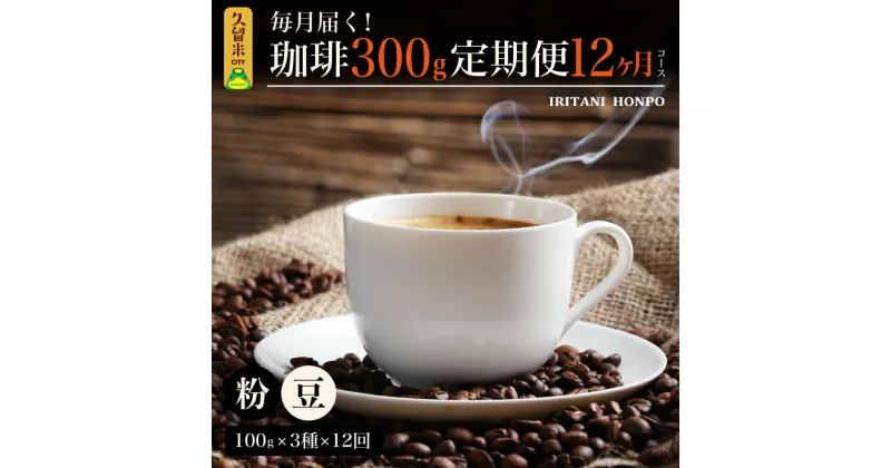 【ふるさと納税】定期便 12ヶ月 コーヒー 豆 粉 選べる 各 100g 3種 合計 300g 小分け パック 飲み比べ 毎月 世界の生産地別のコーヒーが届く 産地 銘柄 発送時期によりランダムでお届け お取り寄せ 送料無料