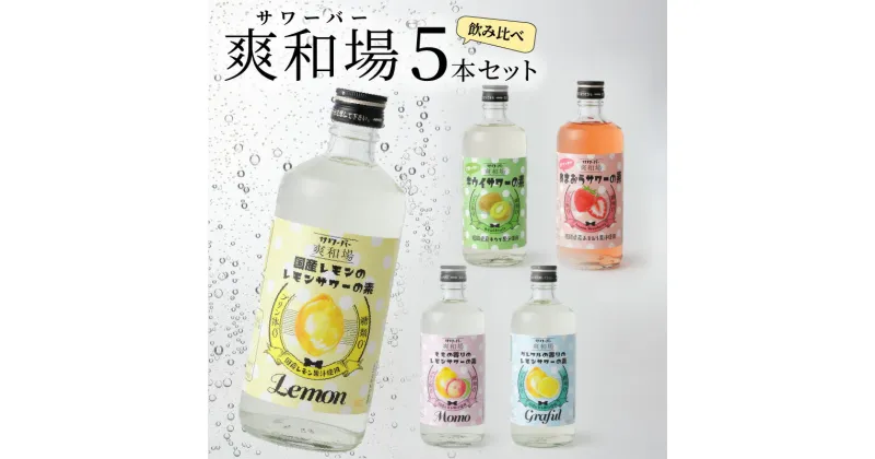 【ふるさと納税】爽和場 サワーバー 5種類 飲み比べ 500ml 5本 セット レモンサワーの素 割るだけ 糖類ゼロ プリン体ゼロ レモン グレープフルーツ もも キウイ あまおう レモンサワー サワー リキュール お酒 福岡 久留米 送料無料