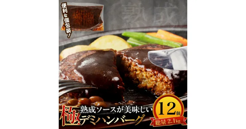 【ふるさと納税】極　漆黒デミハンバーグ12個 12個入り 2.1kg 熟成ソース付き 真空パック 湯煎可 個別真空 ハンバーグ セット デミグラス 漆黒のデミグラス 冷凍 福岡県 久留米市 お取り寄せ お取り寄せグルメ 送料無料