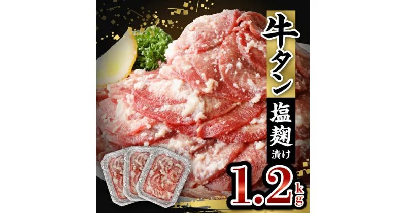 【ふるさと納税】 牛タン 塩麹漬け 1200g 牛肉 肉 タン 400g×3P 薄切り スライス 焼肉 冷凍 塩麹 味付け ごはんのお供 おかず おつまみ バーベキュー お取り寄せ パック 福岡県 久留米市 送料無料