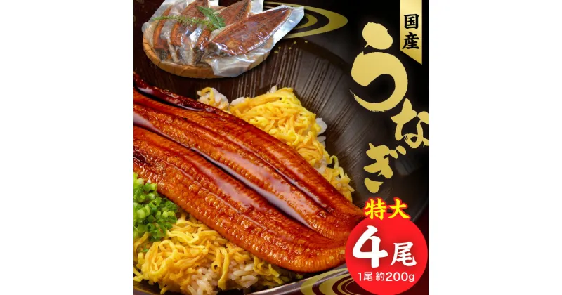 【ふるさと納税】うなぎ 蒲焼 約200g × 4尾 計約800g 特大 独自 秘伝のタレ 山椒 付き 冷凍 うな丼 うな重 ひつまぶし お土産 ギフト 贈り物 国産 食品 食べ物 福岡県 久留米市 お取り寄せ お取り寄せグルメ 送料無料