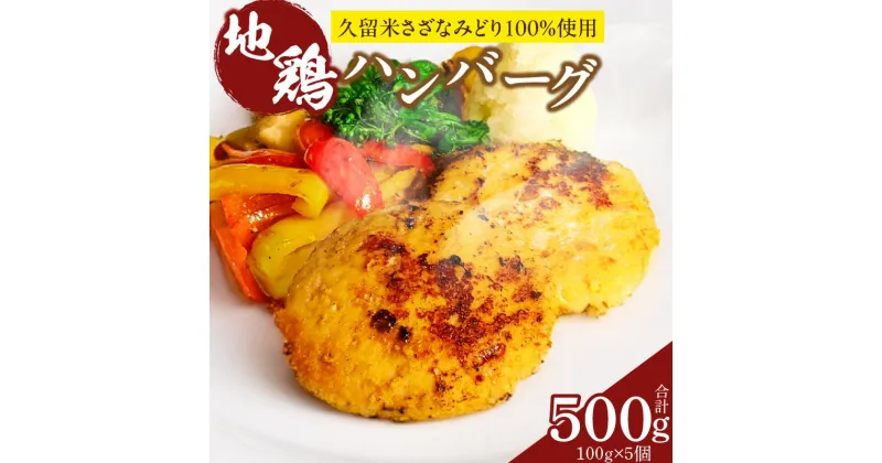 【ふるさと納税】地鶏ハンバーグ 地鶏 ハンバーグ 100g 5個 500g 久留米さざなみどり 100％ 個包装 凍ったまま調理 蒸し焼き レシピ付き イノシン酸 希少 冷凍 お取り寄せ グルメ 福岡県 久留米市 送料無料