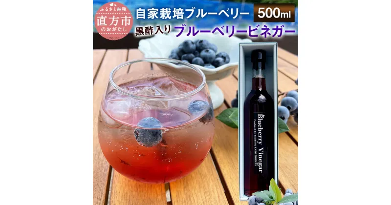 【ふるさと納税】黒酢入り ブルーベリービネガー（ブルーベリー酢） 500ml 1本 添加物 防腐剤 不使用 自家栽培 フルーツ 飲む酢 果実酢 ギフト箱入 贈り物 お取り寄せ 福岡県 直方市 送料無料