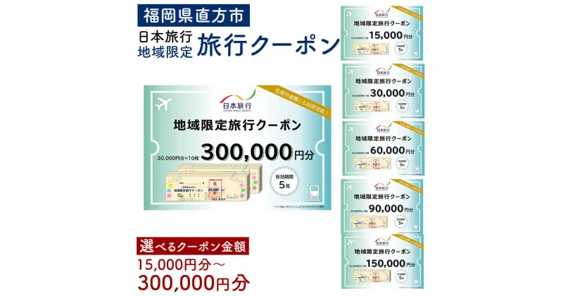 【ふるさと納税】福岡県直方市 日本旅行 地域限定 旅行クーポン ＜選べる クーポン金額＞ 九州 福岡県 直方市 旅行 旅 宿泊 ホテル 旅館 チケット 宿泊券 利用券 交通費 観光 体験 夏休み 冬休み 家族旅行 ひとり カップル 夫婦 親子 トラベルクーポン 直方市旅行 送料無料