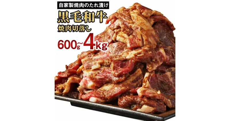 【ふるさと納税】大丈夫博士が作る！ 自慢の自家製焼肉のたれ漬け黒毛和牛焼肉切落し 約600g/約1kg/約1.5kg/約2kg/約3kg/約4kg 選べる 黒毛和牛 和牛 牛肉 お肉 焼肉用 小分け 冷凍 九州産 国産 送料無料