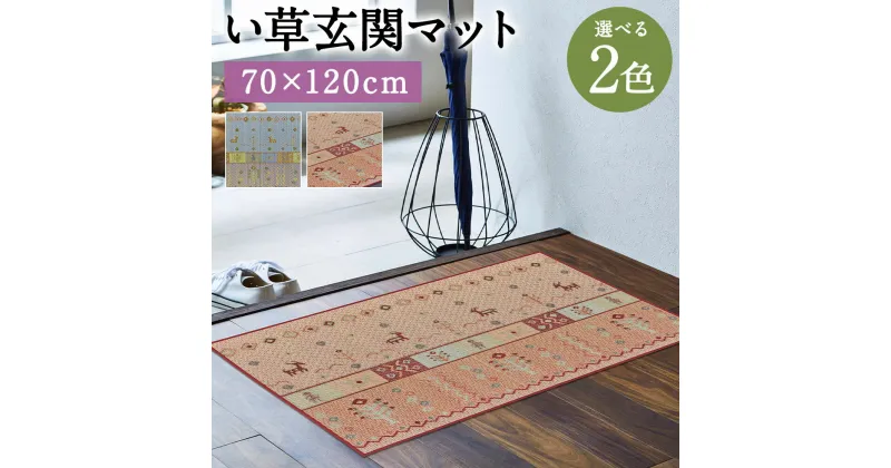 【ふるさと納税】い草玄関マット Fミーナ 70×120cm ブルー ピンク 選べる2色 い草 いぐさ 玄関マット マット 生活雑貨 天然素材 袋織り 国産い草 福岡県産 国産 送料無料